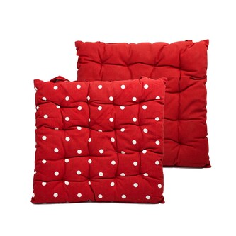 HOME ELEMENTS Podsedák prošívaný 40x40 cm, Červená s bílými puntíky R
