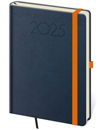 Denní diář A5 New Praga modrý s gumičkou