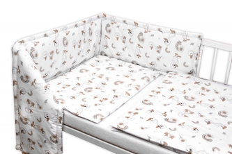 Mantinel s povlečením do postýlky, 3D sada - Kačátko, bílá/béžová, 135x100 cm; 135x100