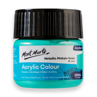 Mont Marte akrylová barva,100ml, metalická ftalátová zelená (Metallic Phthalo Green)