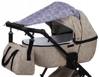 Sluneční clona na kočárek s UV filtrem, 72 cm, šedá/růžová
