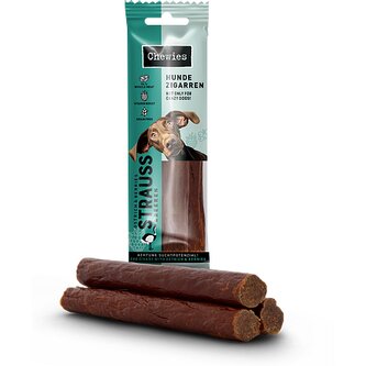 Chewies Hundezigarren Pštrosí salámky s malinami a rybízem 75 g