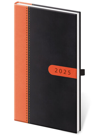 Diář 2025 Bora týdenní kapesní černo/oranžová