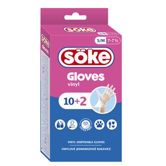 Söke Jednorázové vinylové rukavice 10+2, vel. S/M