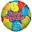 Foliový balonek Happy Birthday - konfety a serpentiny 46 cm