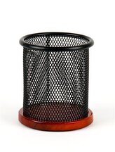 Stojánek na psací potřeby “Wood”, černá, drátěný, VICTORIA