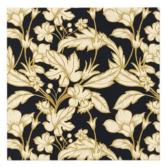 Ubrousky PAW AIRLAID 40x40 cm - Beautiful Floral Pattern Black