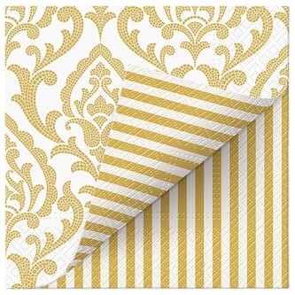 Ubrousky PAW L 33x33cm Double Design Portuguese Tiles Stripe (gold)