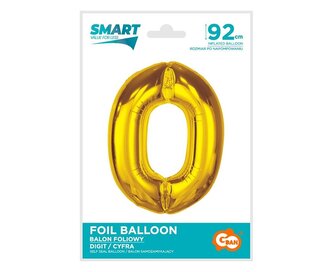 Balon foliowy Smart cyfra 0 złota 92cm