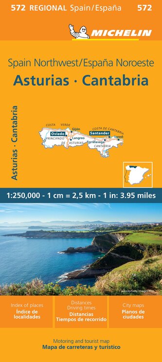 Michelin Asturias, Cantabria. Motoring and tourist map 1:250.000