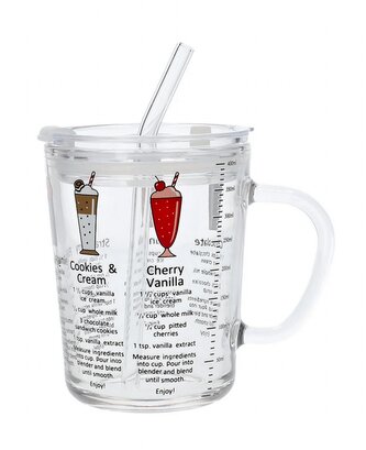 Sklenice | EMBO SUMMER | s víčkem a skleněným brčkem recept s ouškem | 0,4 l | 816647 Homla