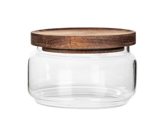 Dóza GABIN | skleněná nádoba s akátovým víkem | 0,7 l | 891682 Homla