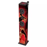 Výkonný Bluetooth věžový reproduktor s mikrofonem a světelnými efekty