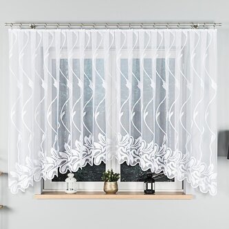 Dekorační krátká vzorovaná záclona na žabky ALINA 160 bílá 430x160 cm MyBestHome