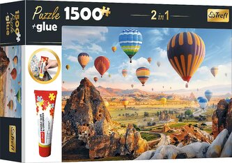 TREFL Sada 2v1 puzzle Tajemná Kapadokie 1500 dílků s lepidlem