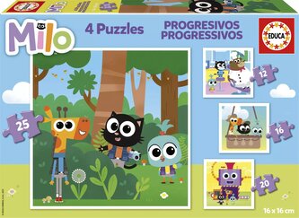 EDUCA Puzzle Milo 4v1 (12,16,20,25 dílků)