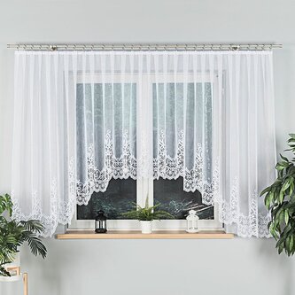 Dekorační krátká vzorovaná záclona na žabky BERENIKA 160 bílá 530x160 cm MyBestHome