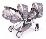 DeCuevas 80335 Skládací kočárek pro dvojčata panenky 3 v 1 s batůžkem SKY 2020 - 81 cm