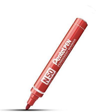 Permanentní popisovač "N50", červená, 2 mm, kuželový hrot, PENTEL N50-BE