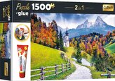 TREFL Sada 2v1 puzzle Kostel Maria Gern, Bavorsko 1500 dílků s lepidlem