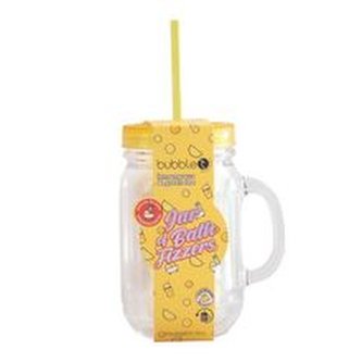 Bubble T Cosmetics Sklenice s brčkem plná šumivých bomb do koupele - citronová tráva (Mason Jar-Lemongrass) 10 x 20 g woman