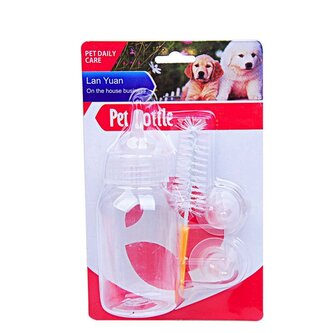 Sada Krmná láhev + příslušenství pro štěňata 150ml Žlutá