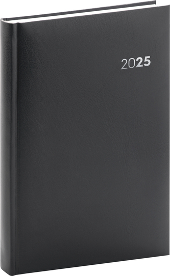NOTIQUE Denní diář Balacron 2025, černý, 15 x 21 cm