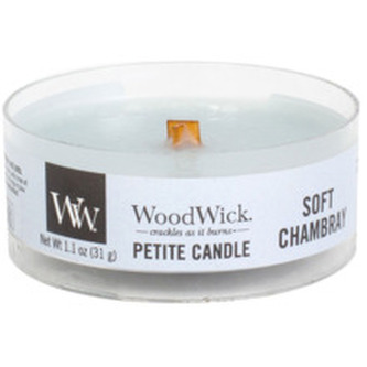 WoodWick Aromatická malá svíčka s dřevěným knotem Soft Chambray 31 g unisex