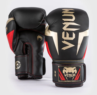 Boxerské rukavice Venum Elite černá/zlatá/červená Velikost: 12oz