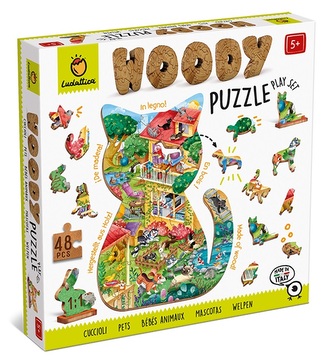 LUDATTICA Zvířecí mazlíčci dřevěné puzzle 48 dílků
