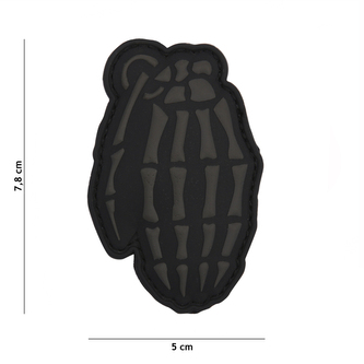 Gumová nášivka 101 Inc Skull Grenade - šedá
