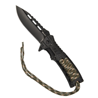 Nůž zavírací Mil-Tec One-Hand Paracord - černý-woodland