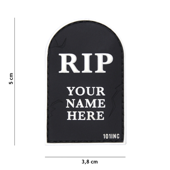 Gumová nášivka 101 Inc nápis RIP Your Name Here - černá