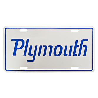 Cedule plechová Licence Plymouth - bílá-modrá