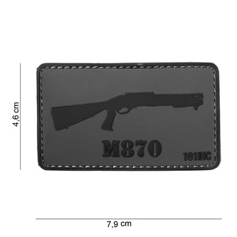 Gumová nášivka 101 Inc zbraň M870 - šedá