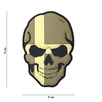 Gumová nášivka 101 Inc Skullhead vlajka Švédsko - šedá