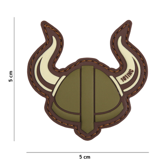 Gumová nášivka 101 Inc Viking Helmet - hnědá