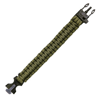 Náramek Paracord 101 Inc Whistle Firesteel Buckle - olivový