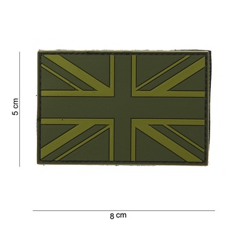 Gumová nášivka 101 Inc vlajka Velká Británie - olivová
