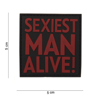 Gumová nášivka 101 Inc nápis Sexiest Man Alive - černá