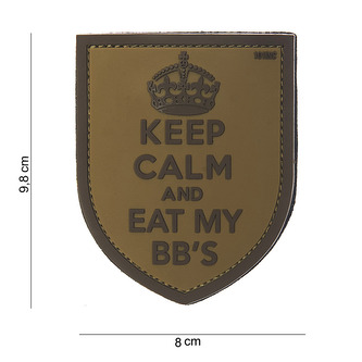 Gumová nášivka 101 Inc nápis Keep Calm and Eat My BBS - hnědá
