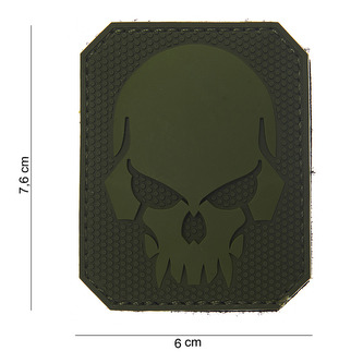 Gumová nášivka 101 Inc Pirate Skull - olivová