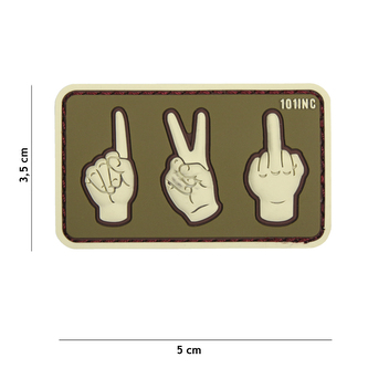 Gumová nášivka 101 Inc One, Two, Fuck You - olivová-písková