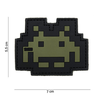 Gumová nášivka 101 Inc Space Invader - olivová
