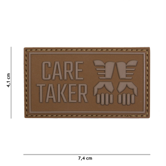 Gumová nášivka 101 Inc nápis Care Taker - coyote
