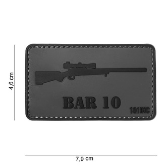 Gumová nášivka 101 Inc zbraň BAR 10 - šedá