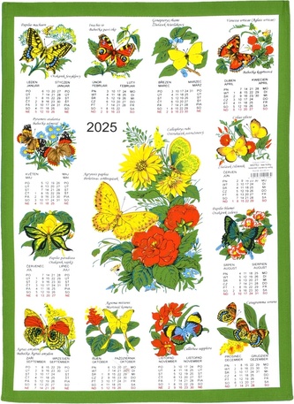 Kalendář textilní, Motýlci 2025 Bez hůlky