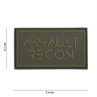 Gumová nášivka 101 Inc nápis Assault Recon - olivová