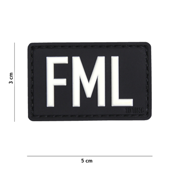 Gumová nášivka 101 Inc nápis FML - černá