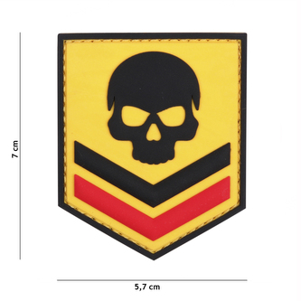 Gumová nášivka 101 Inc Belgium Skull - žlutá